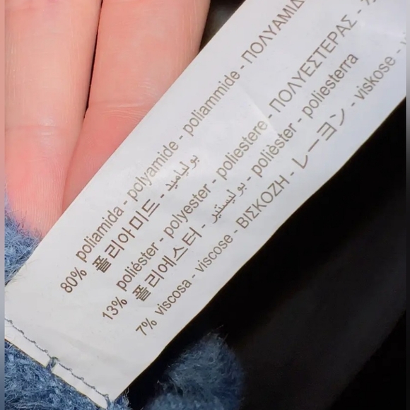 ZARA Jacquard Blue Fuzzy Vest,  Size M Eyelash Knit Sweater, Round Neck, Paisley - Picture 4 of 4